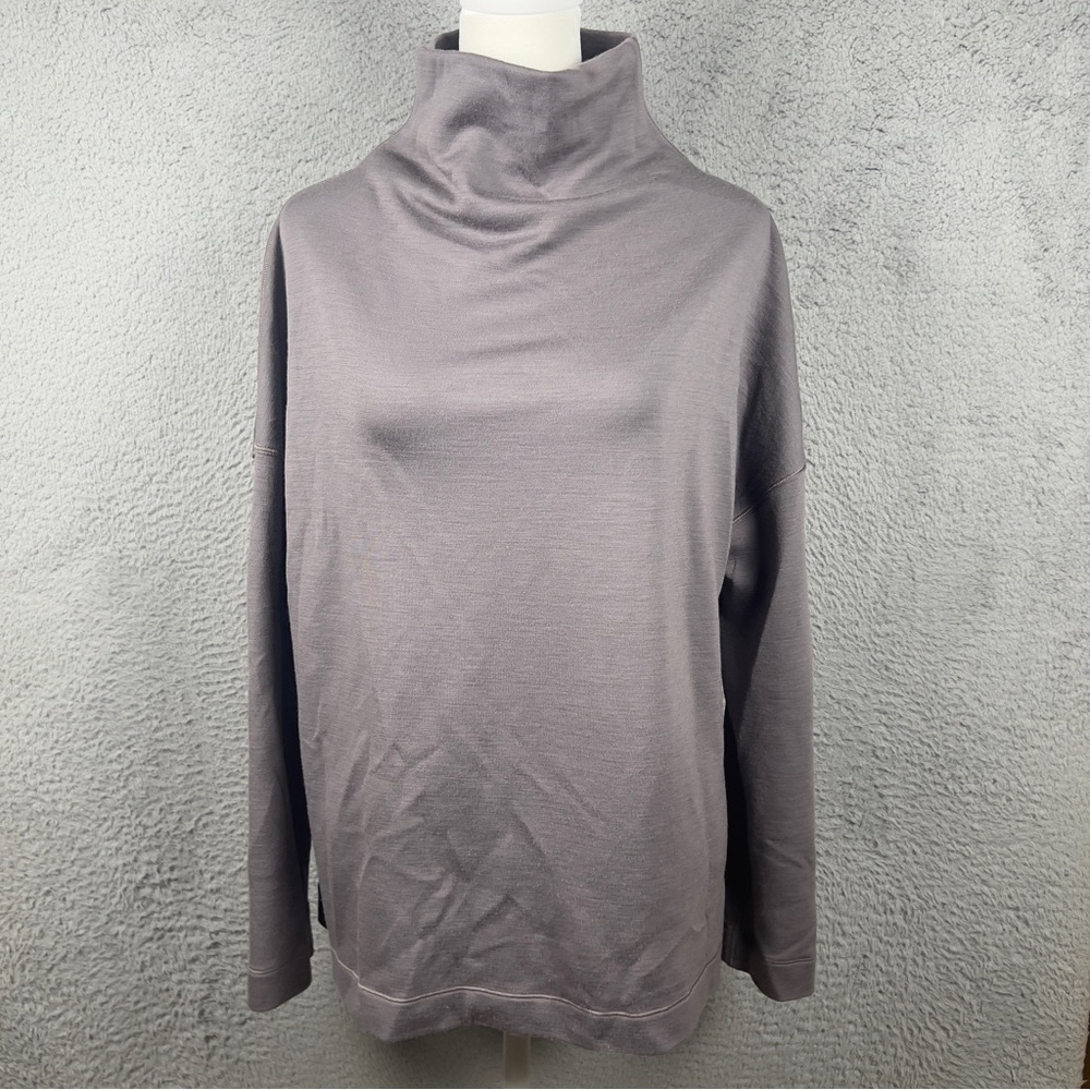 Lululemon Sweater Womens 4 Mauve Purple Merino Wool Blend Funnel Neck Pullover